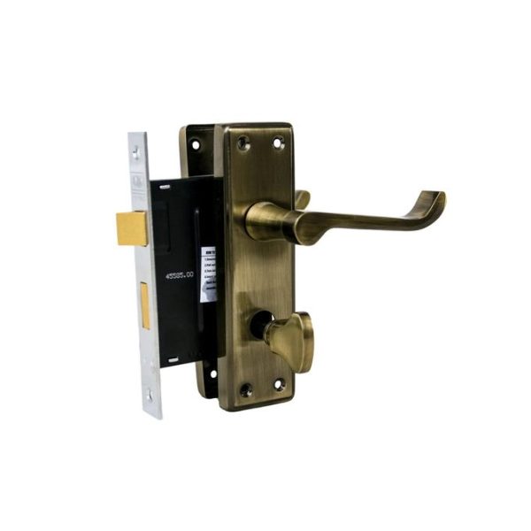 Bathroom Lever Lockset with Scroll Handle