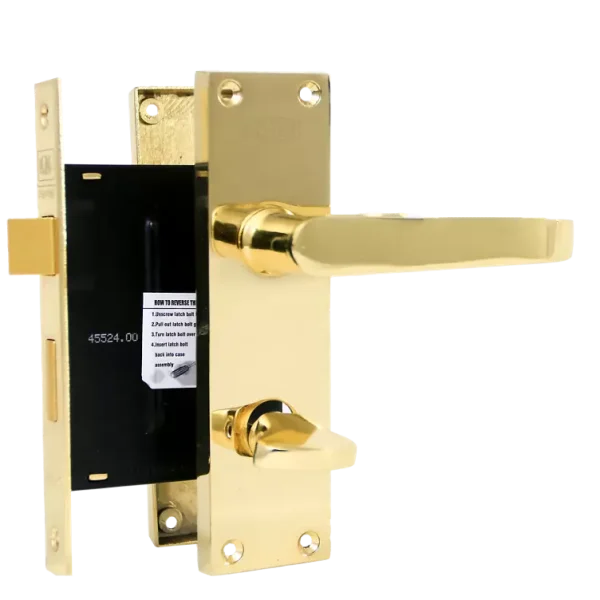 Bathroom Lever Lockset with Victoria Handle